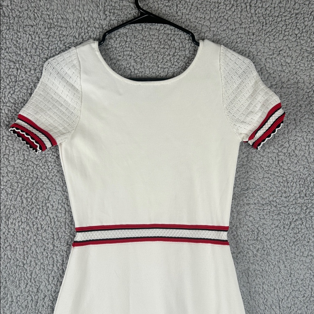 Sandro Paris Short Sleeve Flare Knee Length Crochet Dress Size 36 - Picture 14 of 16